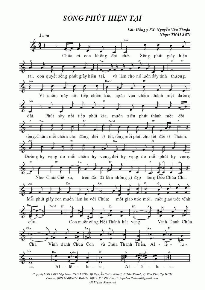 Sheet nhạc Sống Phút Hiện Tại